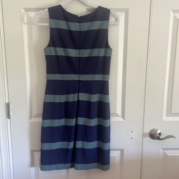 FOSSIL Blue Striped Sleeveless Pleated Zipper Up Dress Size 4 - Picture 5 of 7